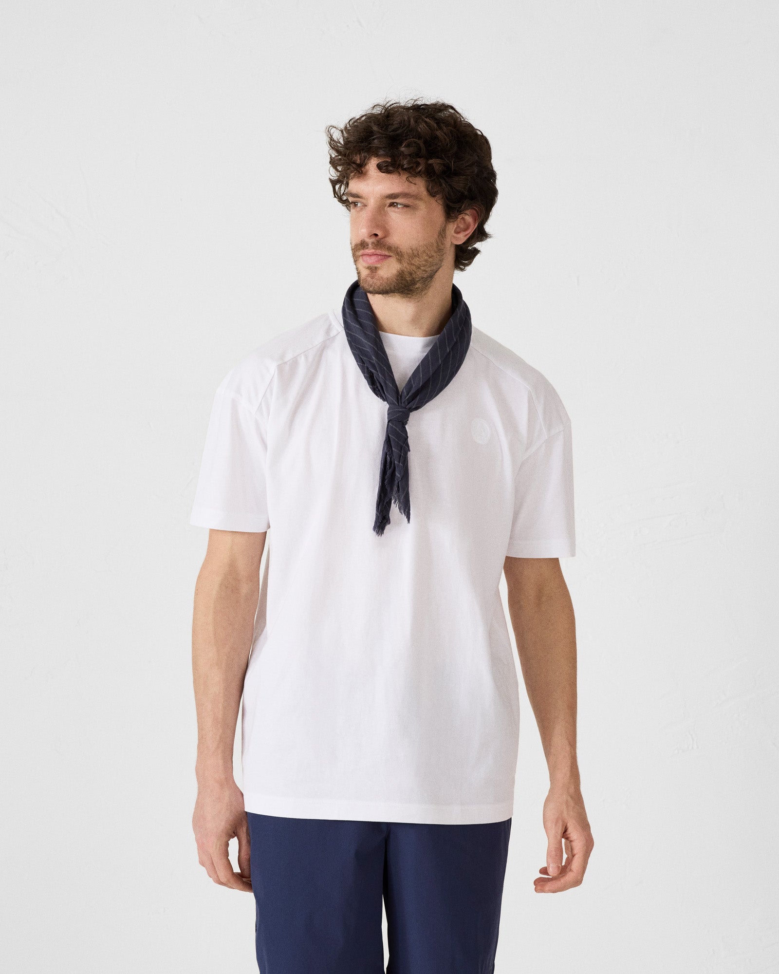 T-shirt col rond en coton Blanc Narong
