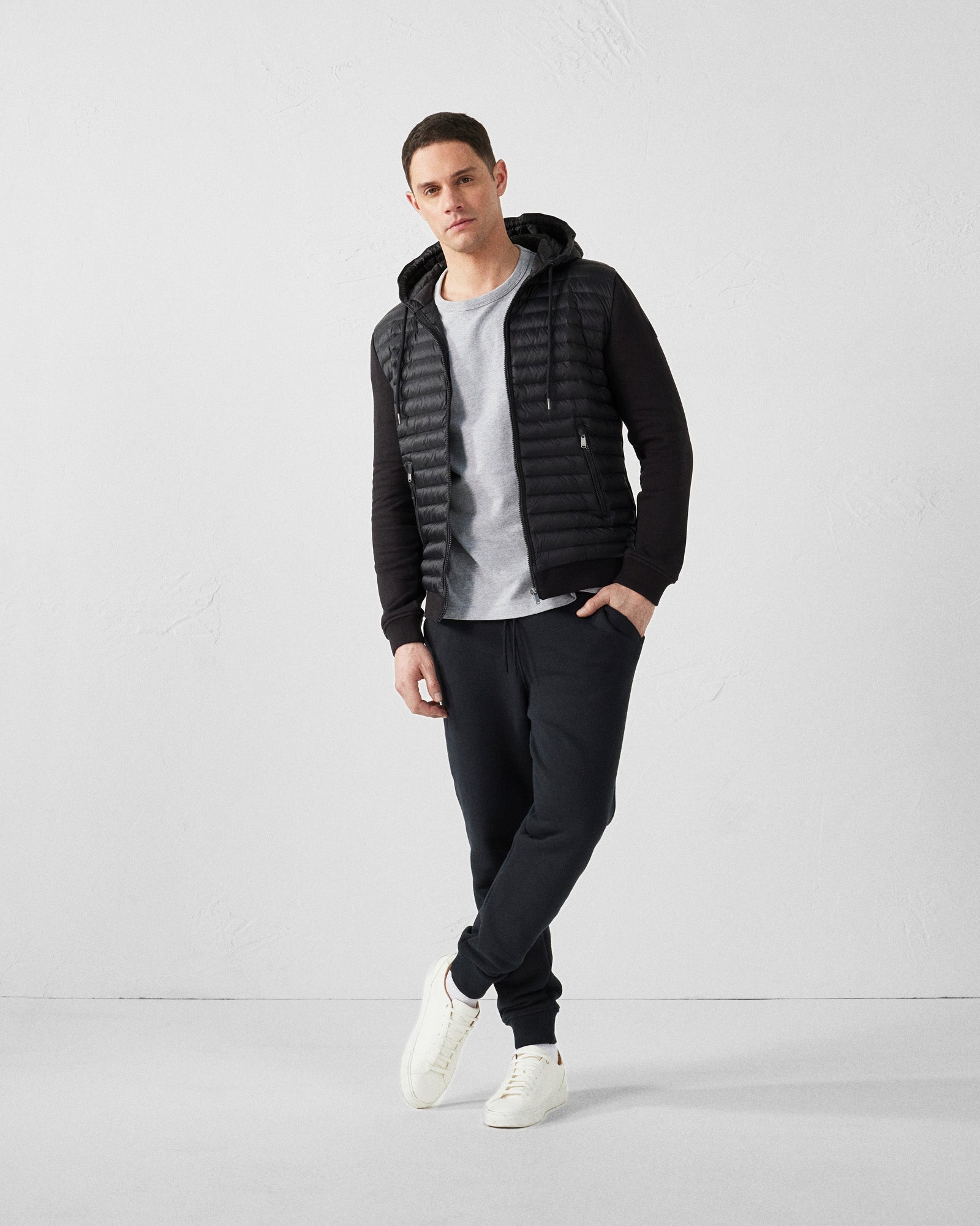 Veste bi-matière à capuche Noir Gummy 2.0