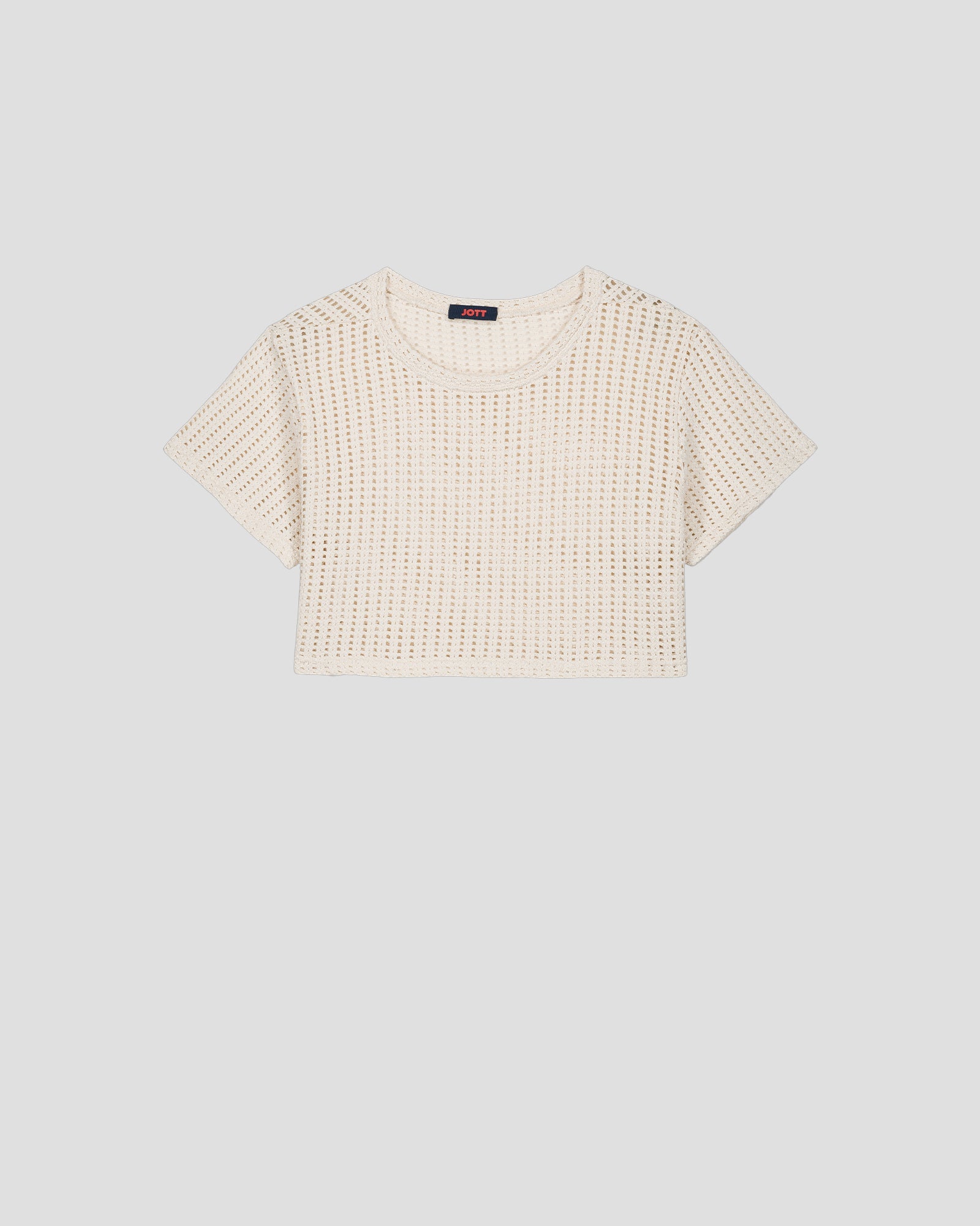 T-shirt col rond en maille de coton Naturel Giada