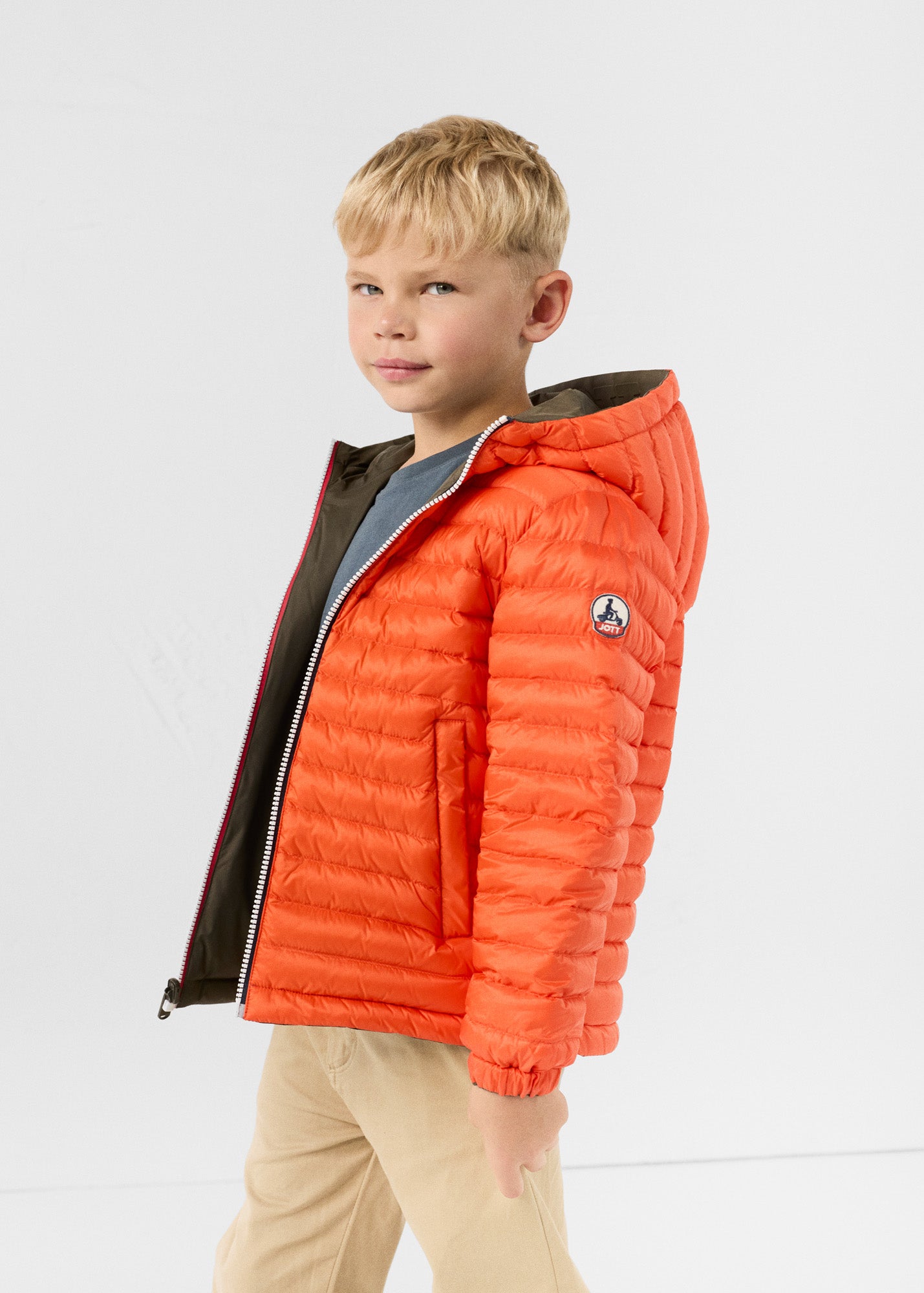 Doudoune enfant réversible Army/rouge feu Sauda