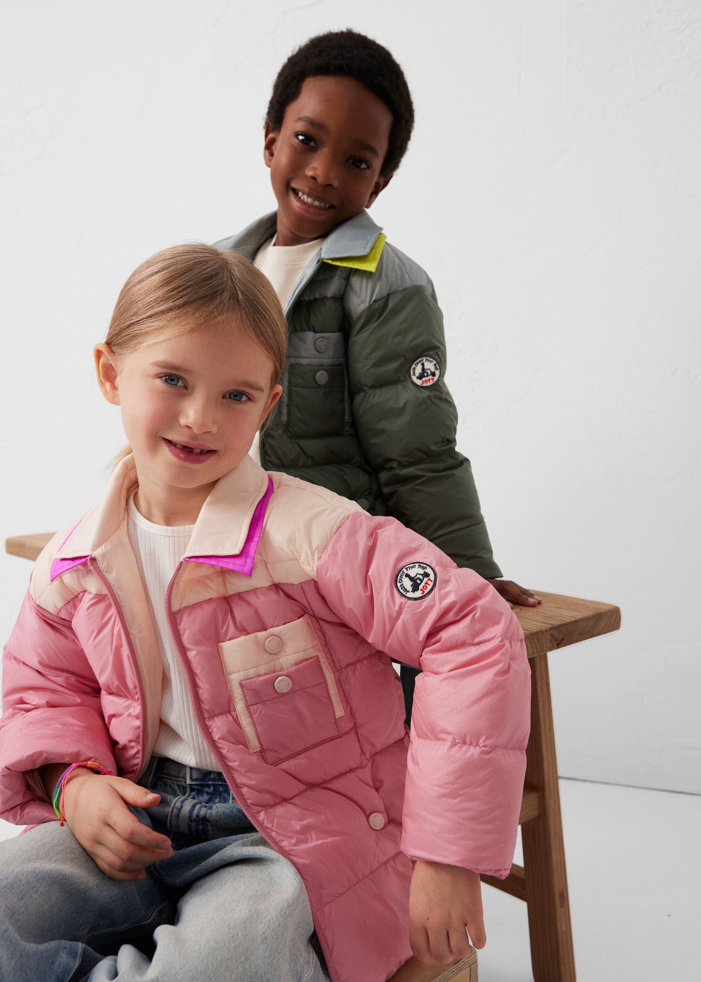 Doudoune enfant bicolore contrastée Pink antique/Salty nude Orel