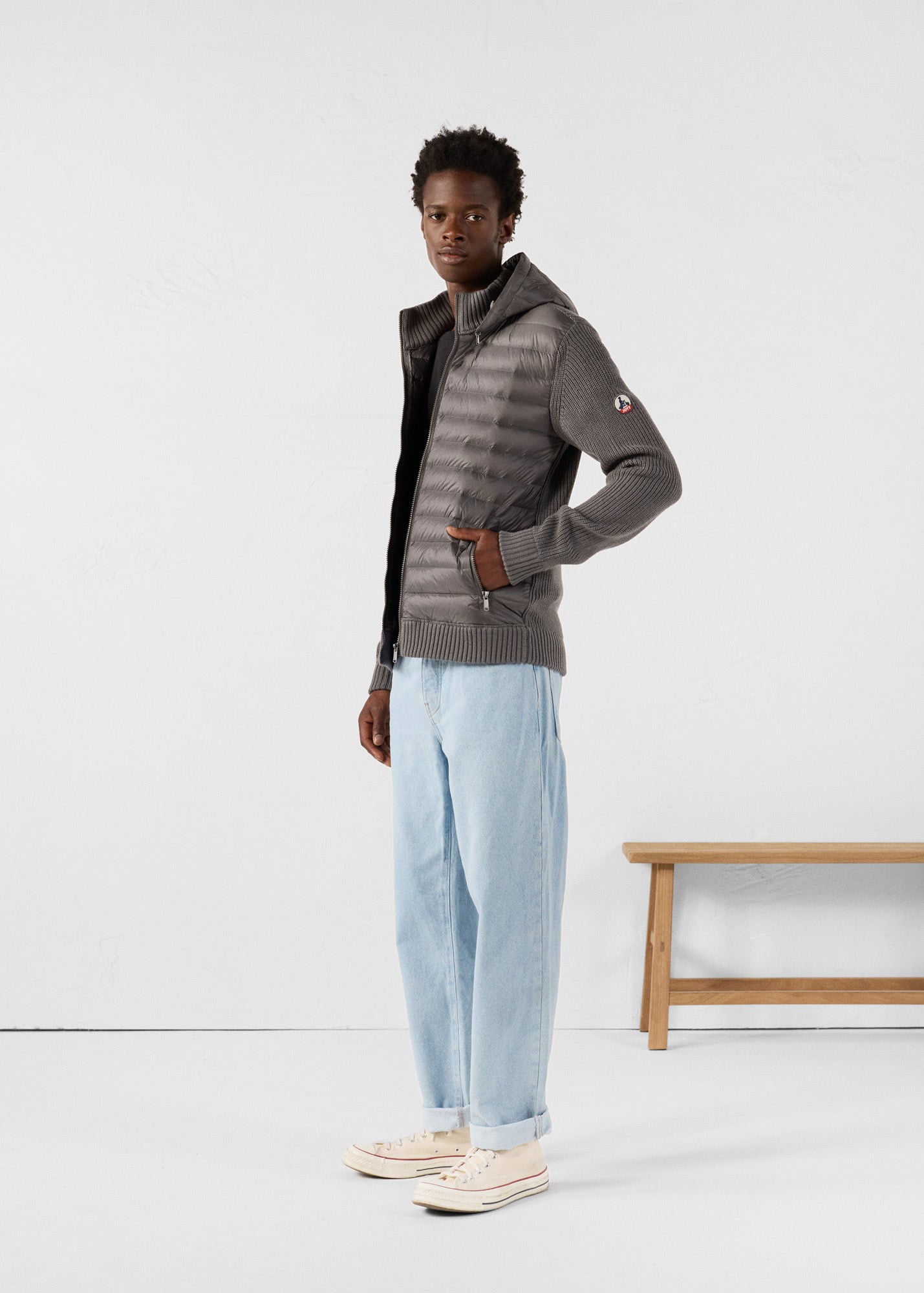 Doudoune bi-matière Anthracite Jumping