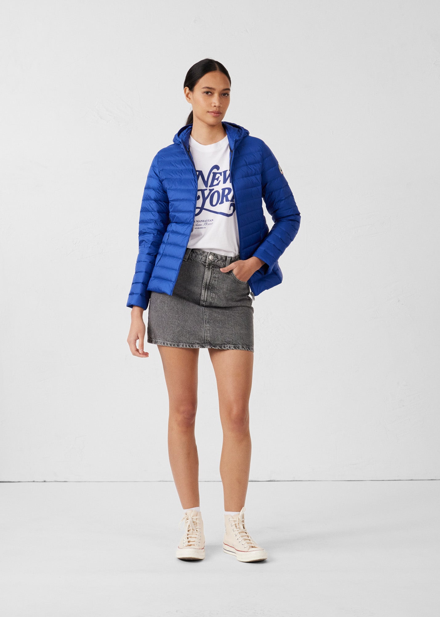 Doudoune légère à capuche Bleu cobalt Cloe