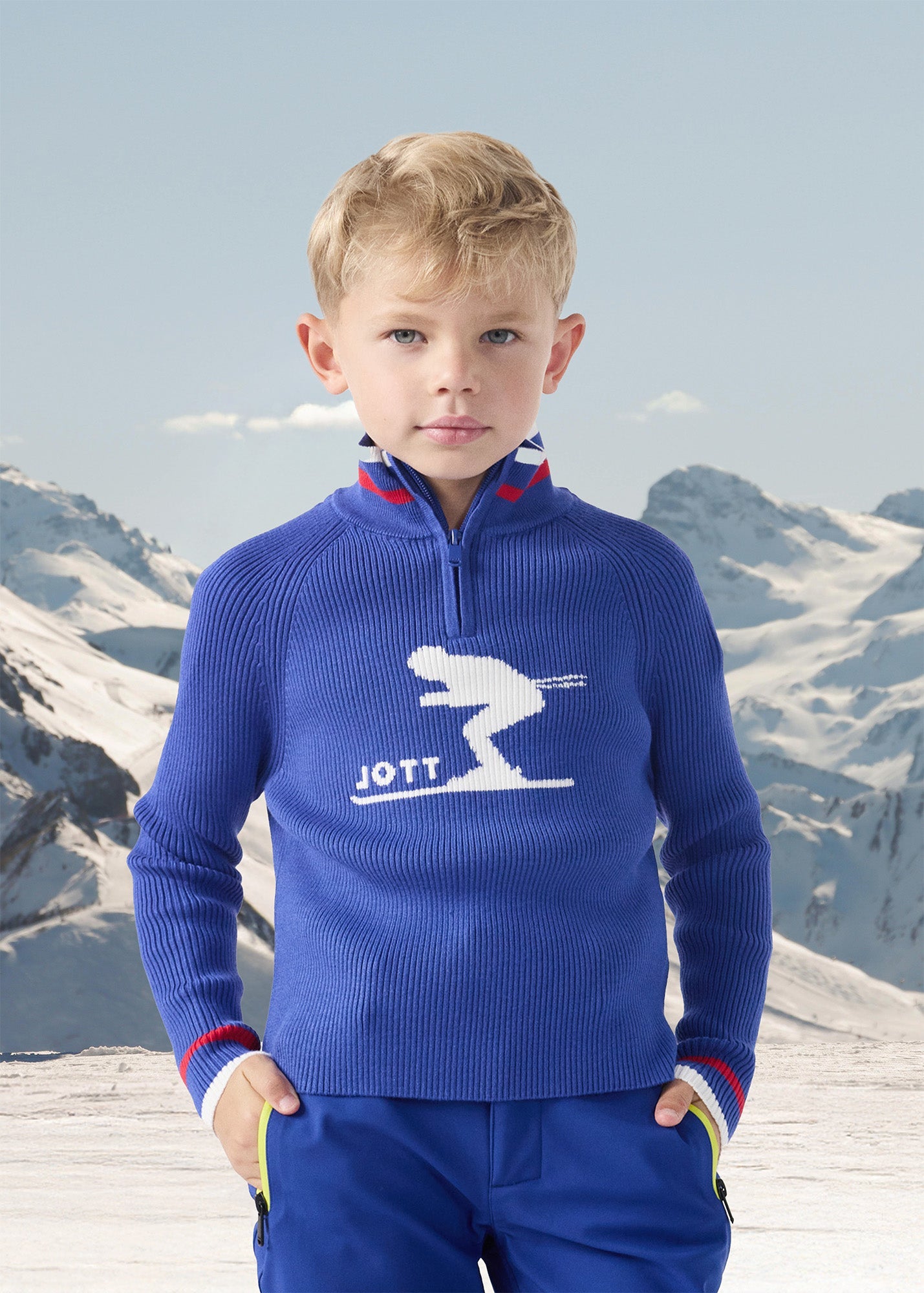 Pull côtelé col haut Bleu cobalt Coni
