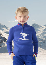 Pull côtelé col haut Bleu cobalt Coni