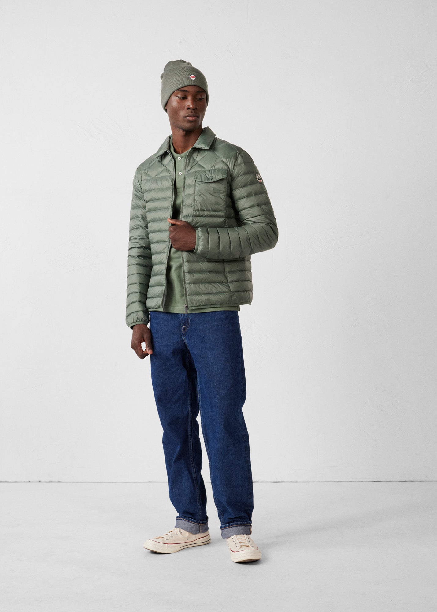 Doudoune col chemise Vert sauge Ethan