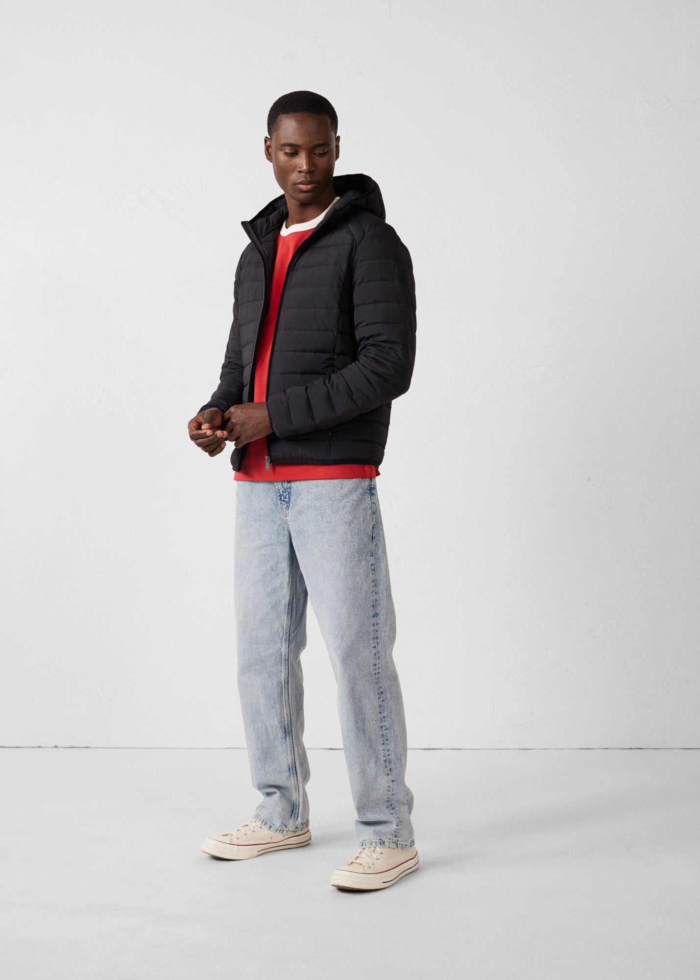 Doudoune légère stretch à capuche Noir Frantz