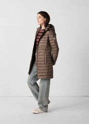 Doudoune longue à capuche Taupe Vero 2.0