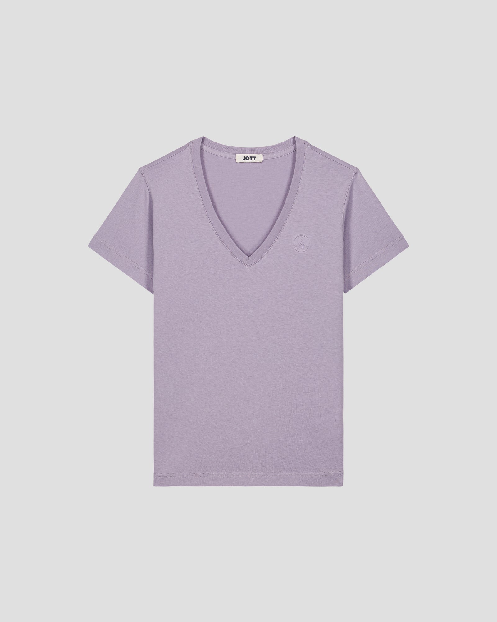 T-shirt uni col V en coton Encens violet Sofia 2.0