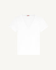 T-shirt col V femme en coton Blanc Sofia