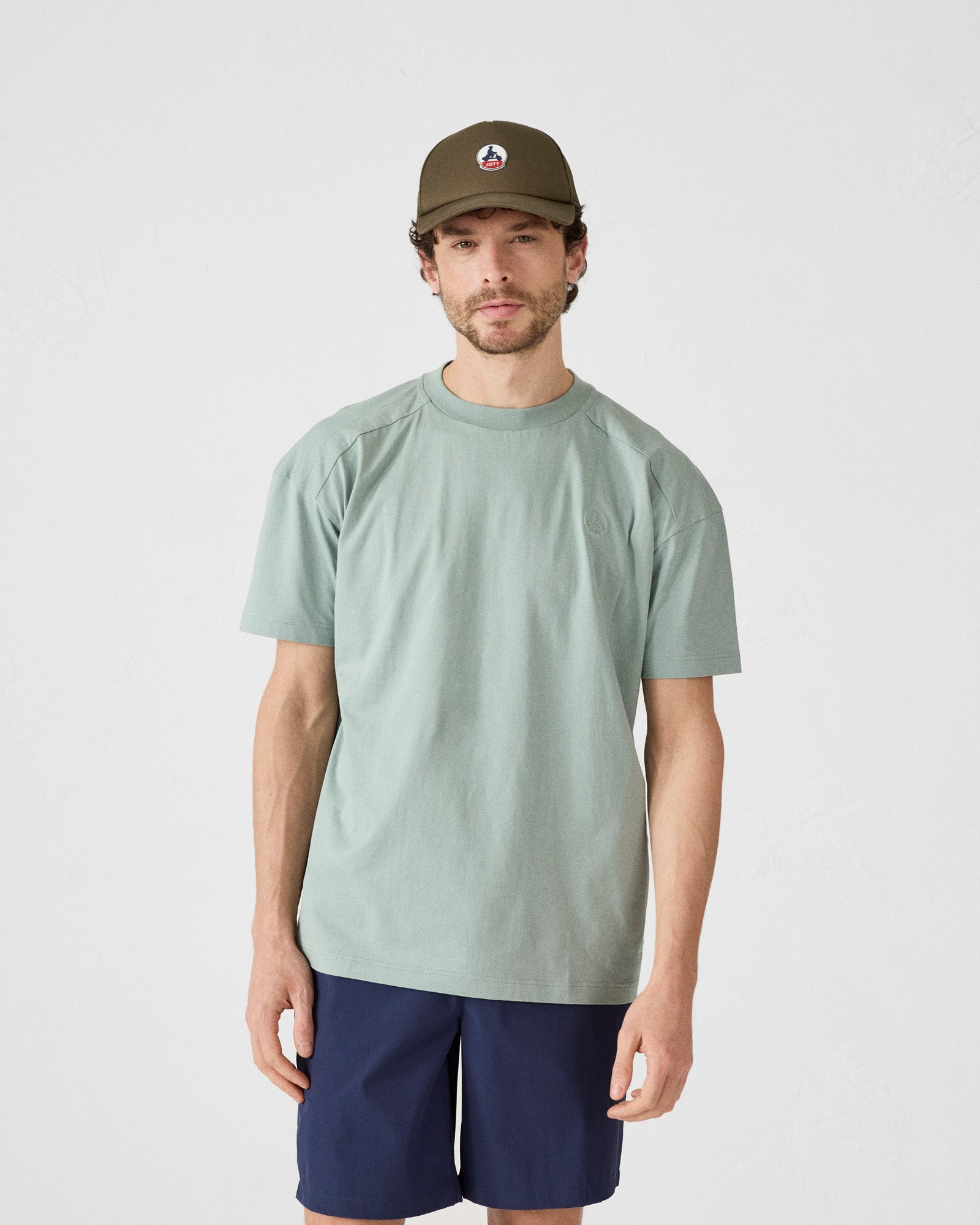 T-shirt col rond en coton Vert minéral Narong