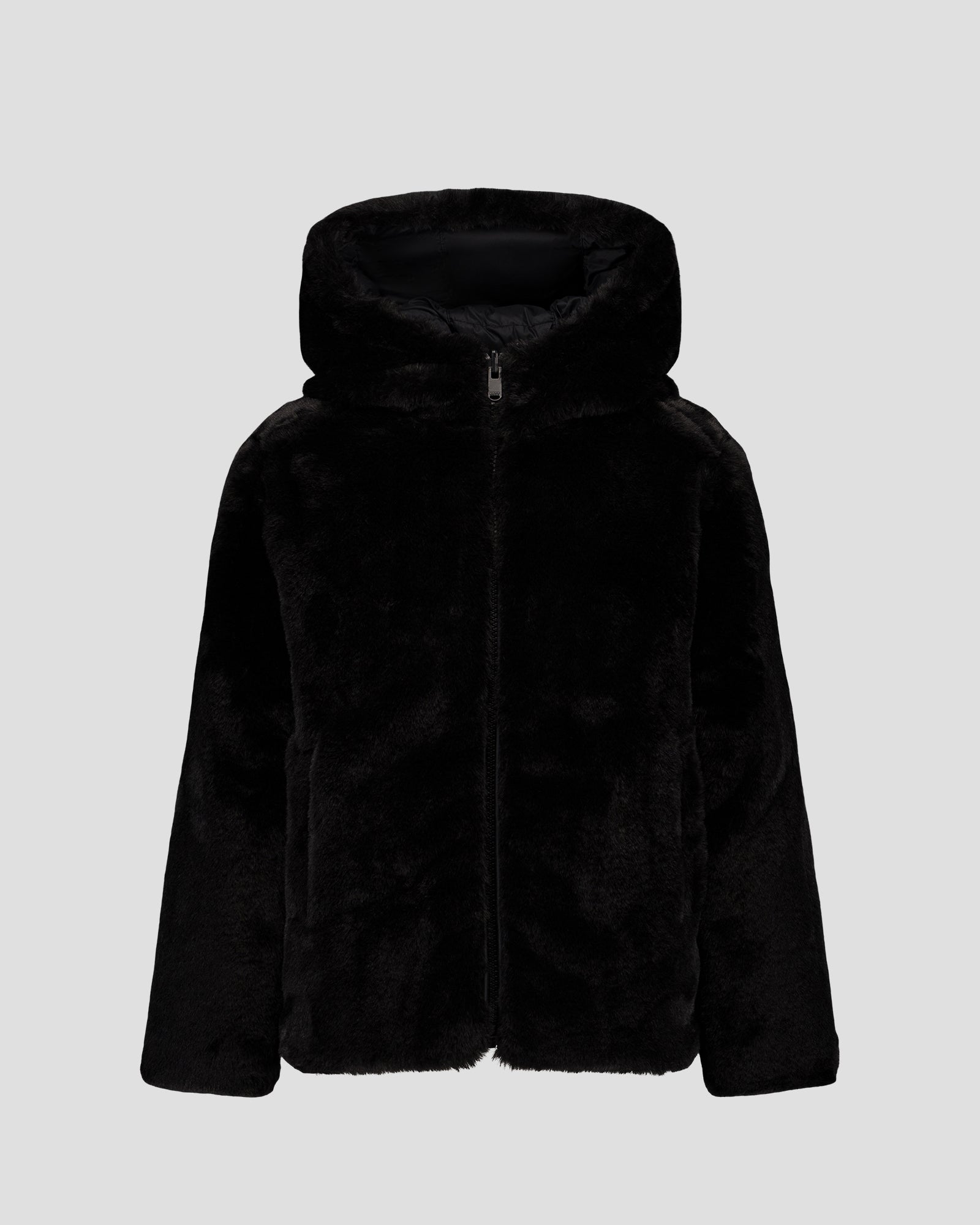Doudoune enfant en fausse fourrure à capuche Noir Agathe