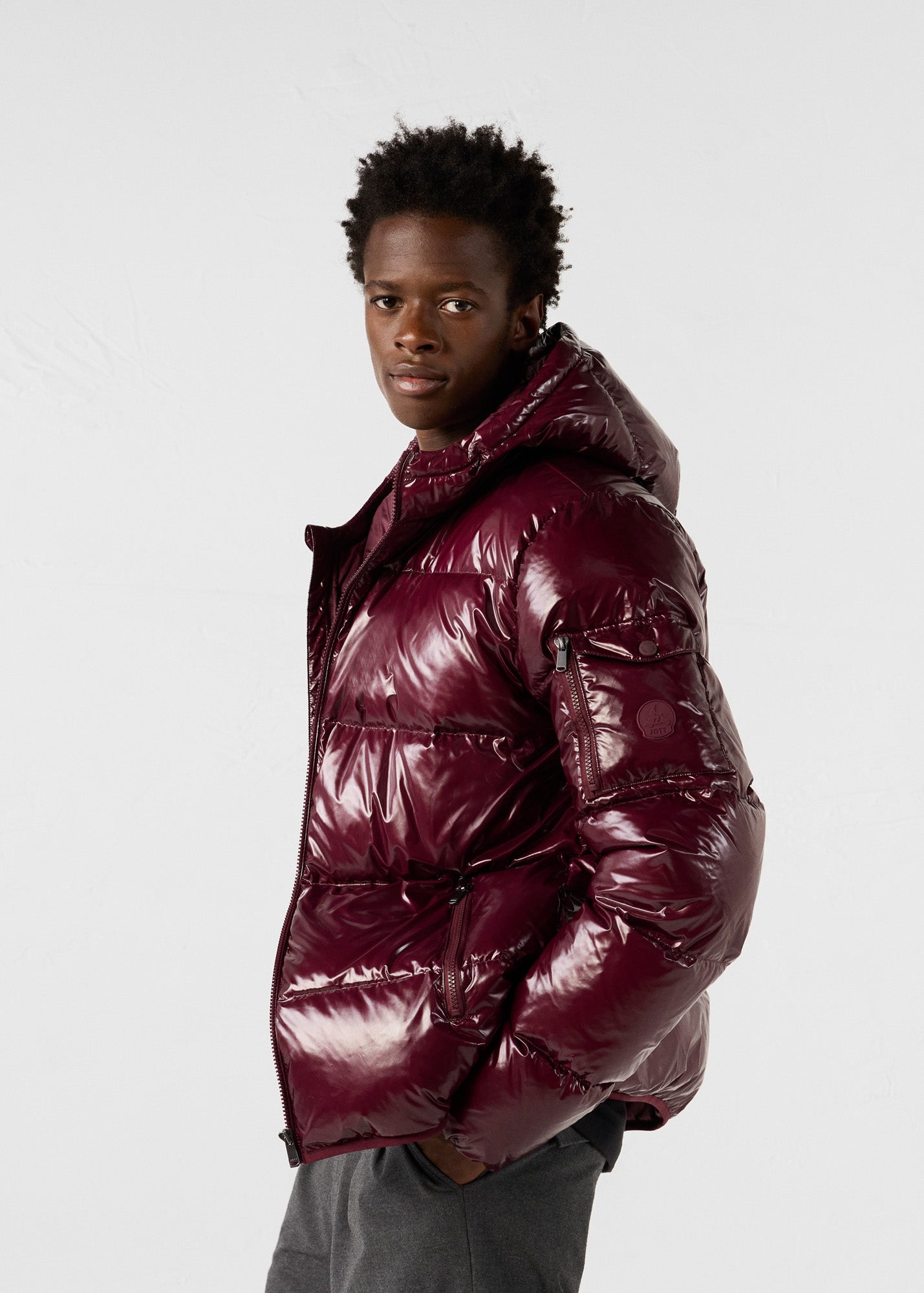 Doudoune à capuche Grand Froid Cerise noir Java laquée