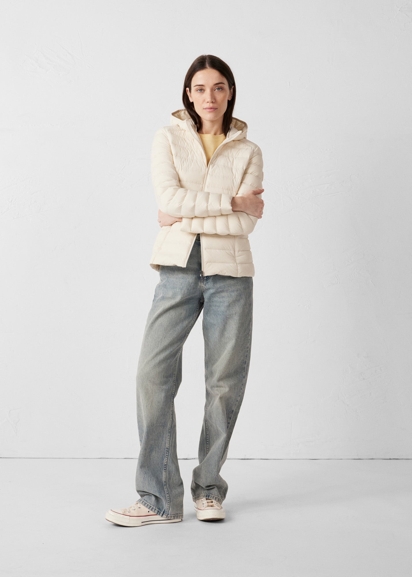 Doudoune à capuche stretch légère Naturel Salma