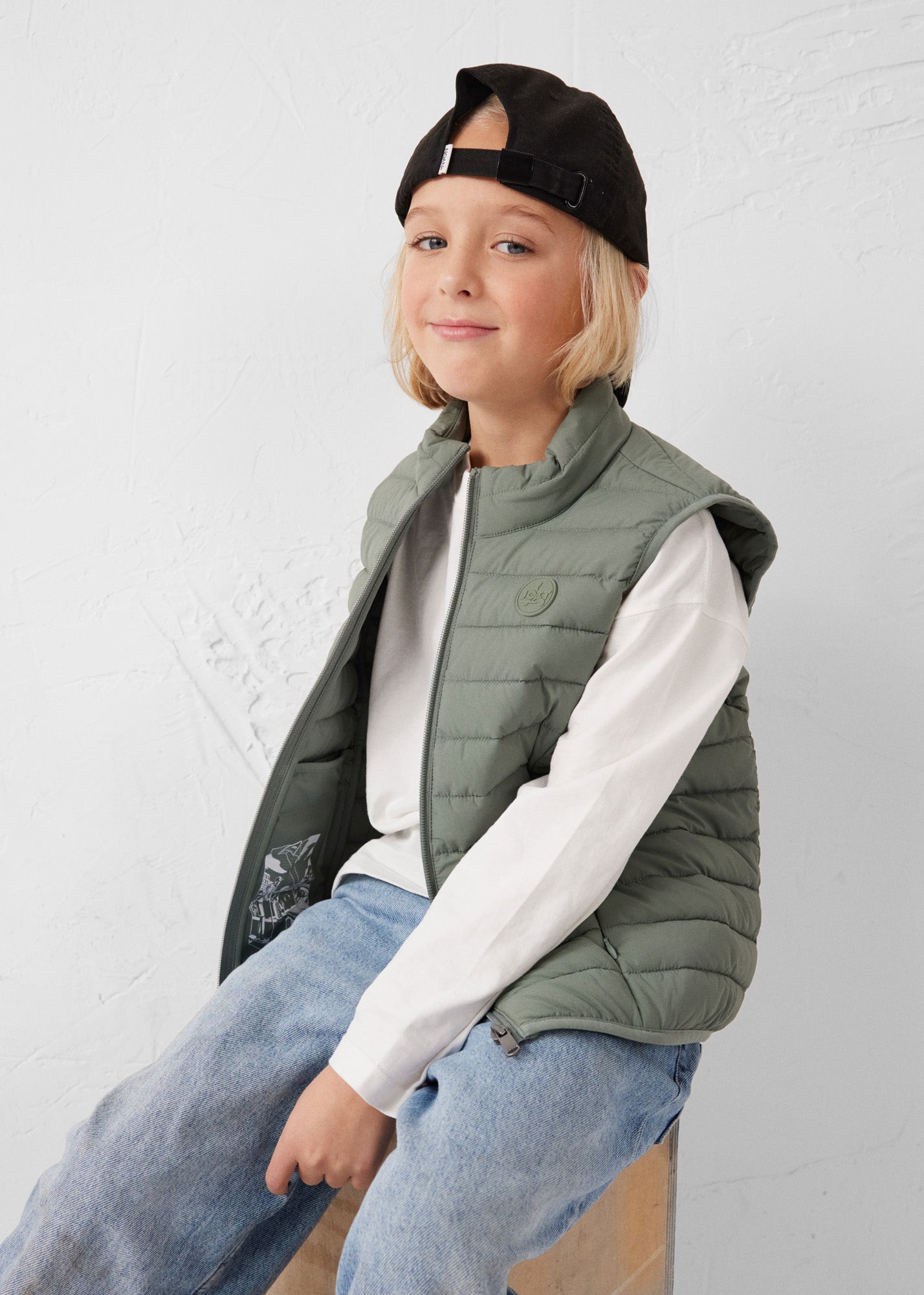 Doudoune enfant sans manches stretch Vert sauge Soan