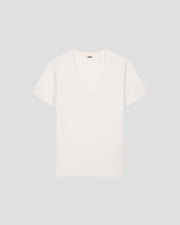 T-shirt uni col V en coton Blanc Sofia 2.0