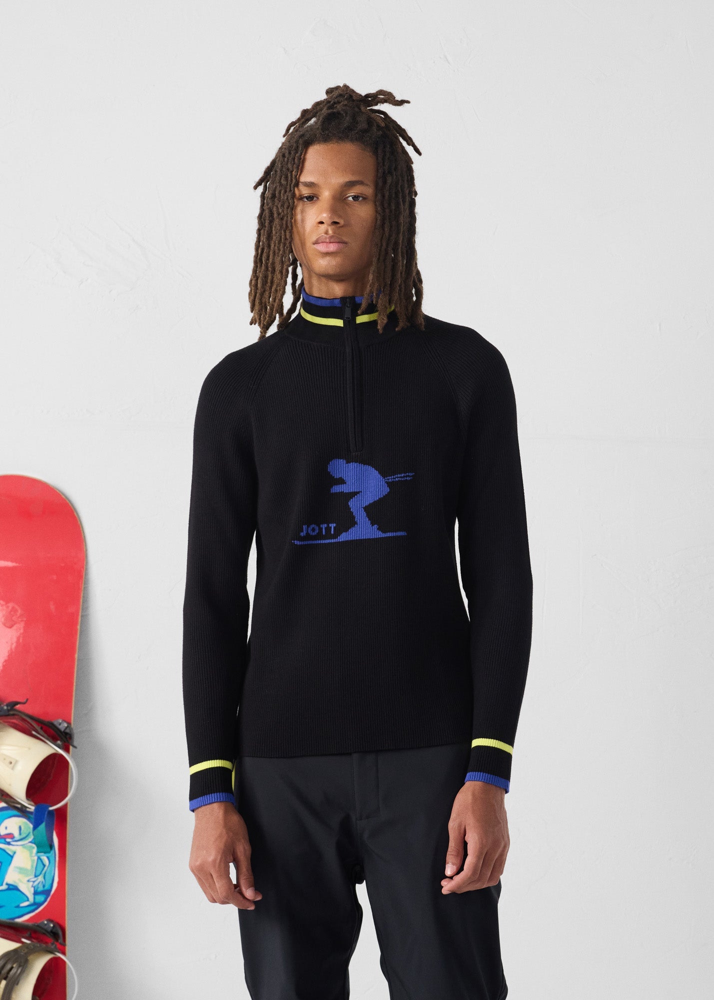 Pull côtelé col haut Noir Banet