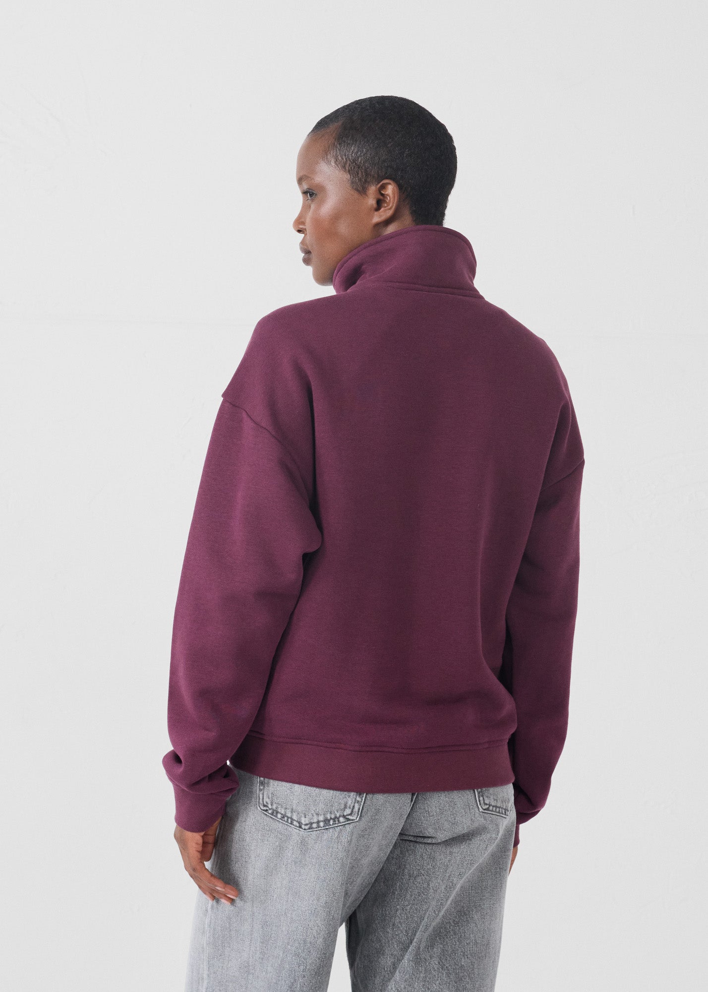 Sweatshirt demi-zippé Cerise noire Line