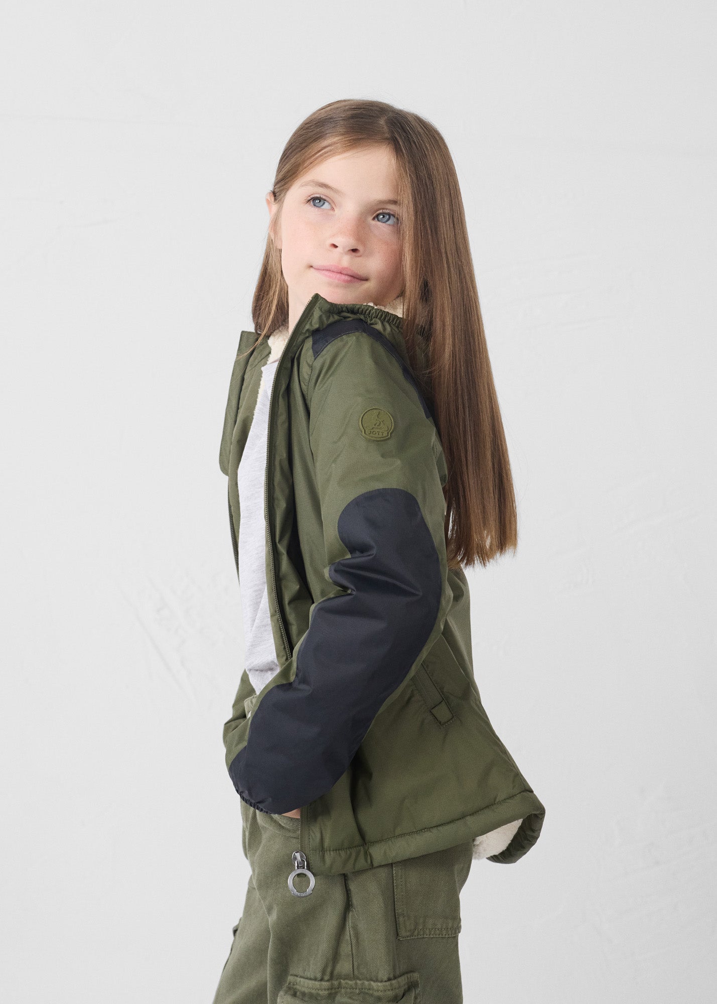 Imperméable enfant à capuche sherpa Army Lag sherpa