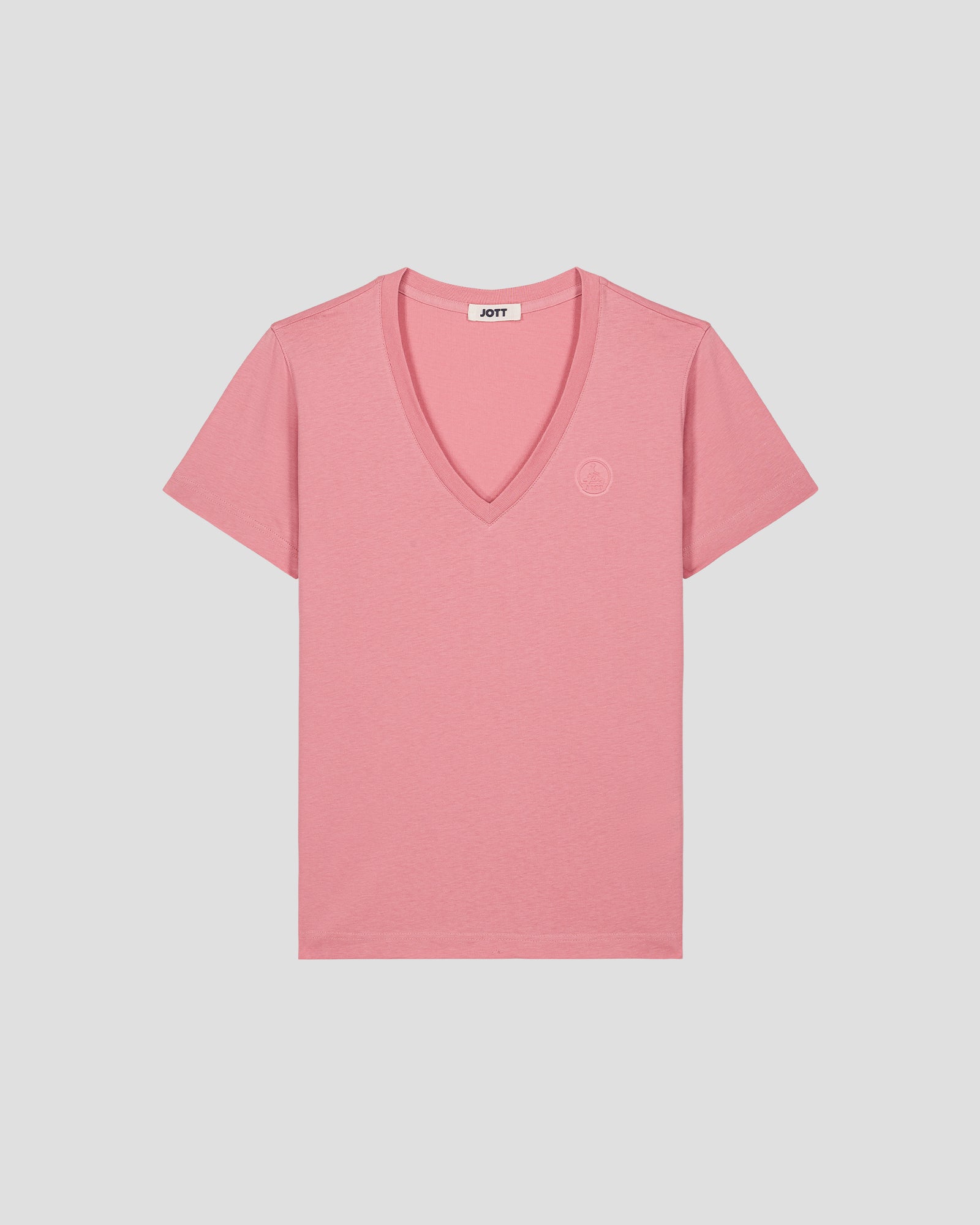 T-shirt uni col V en coton Pink antique Sofia 2.0