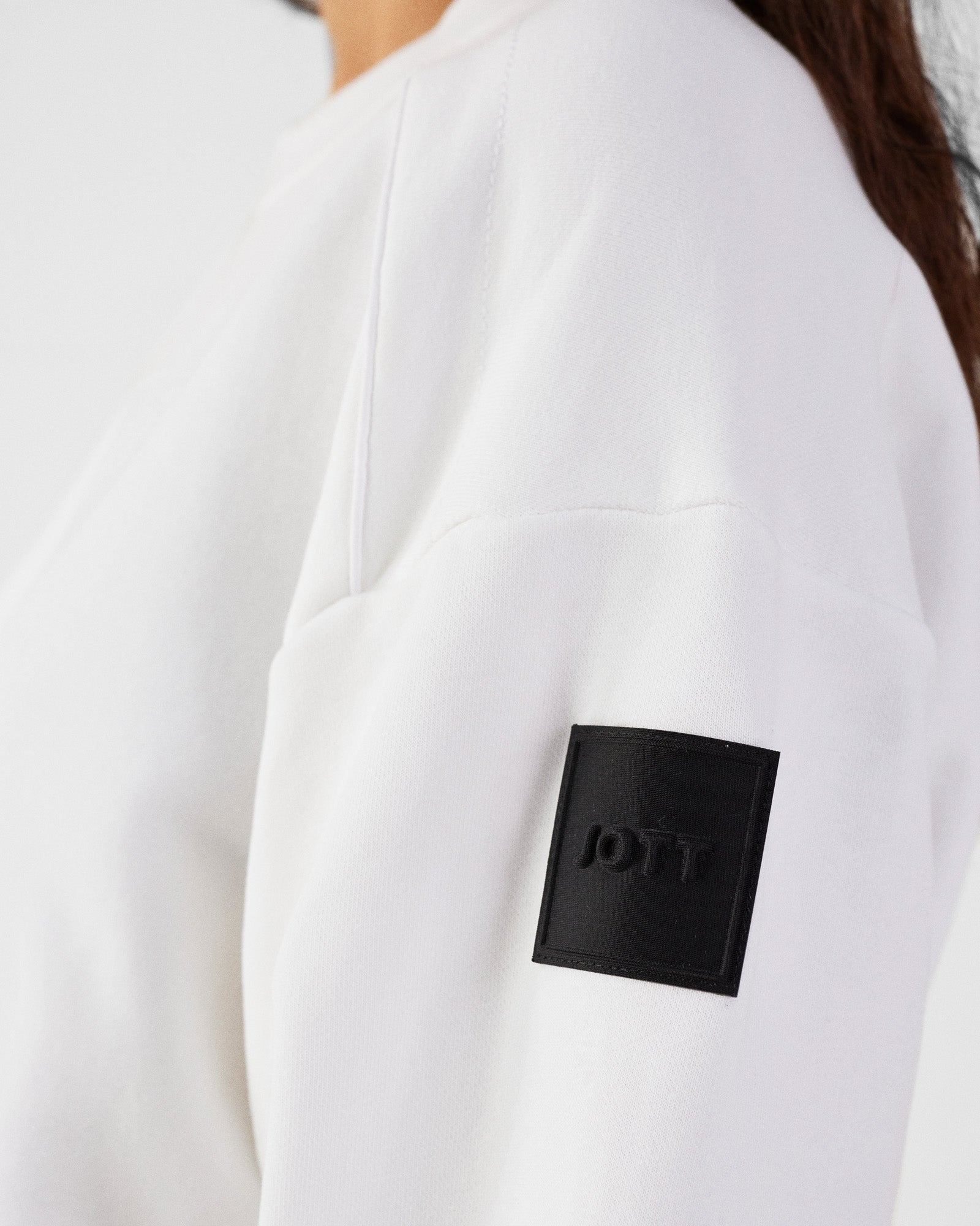 Sweat bimatière col rond Blanc Pinako