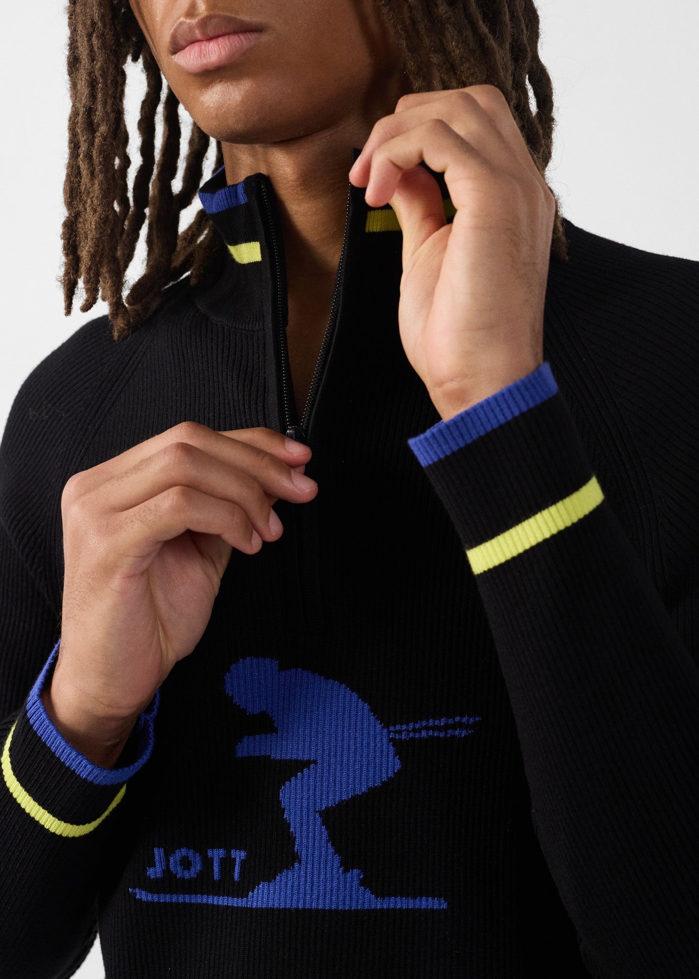 Pull côtelé col haut Noir Banet