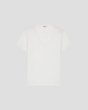 T-shirt col V femme en coton Blanc Sonia