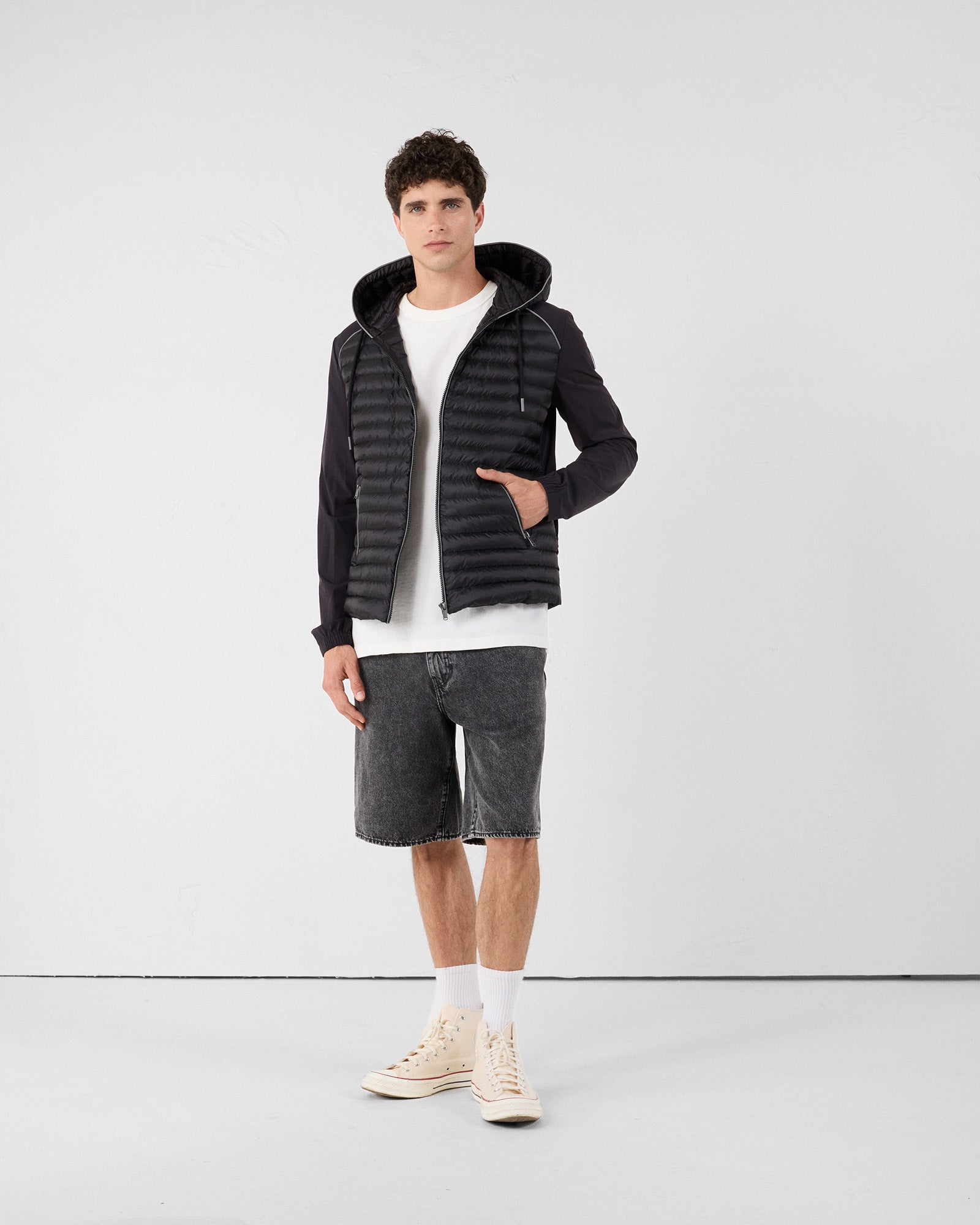 Doudoune bi-matière Noir Stride