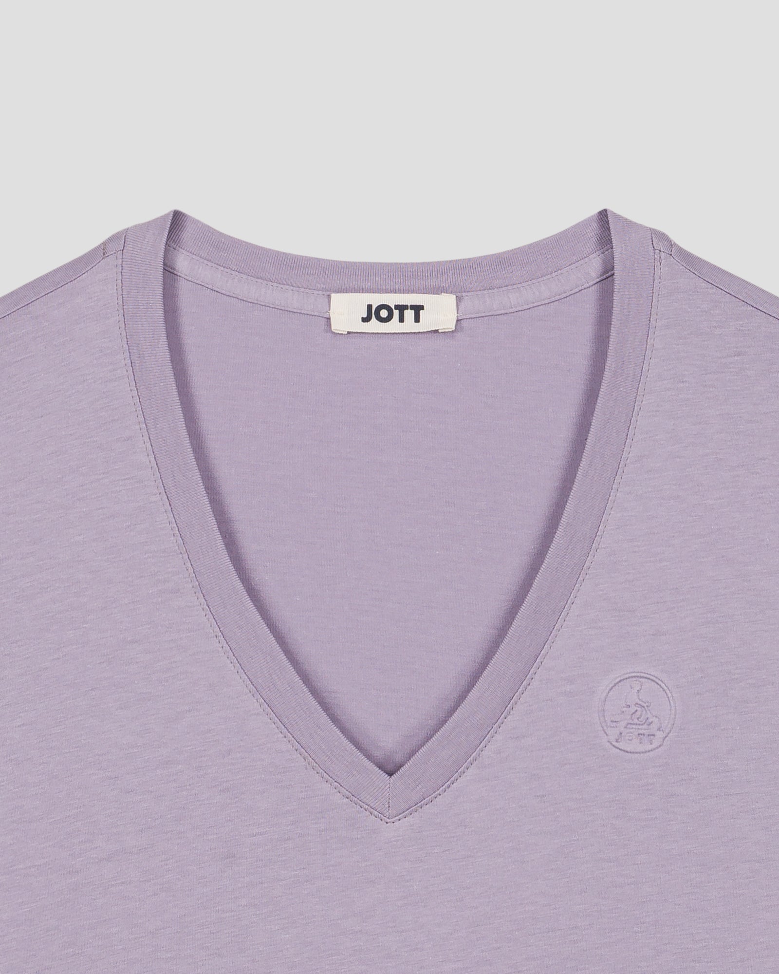 T-shirt uni col V en coton Encens violet Sofia 2.0