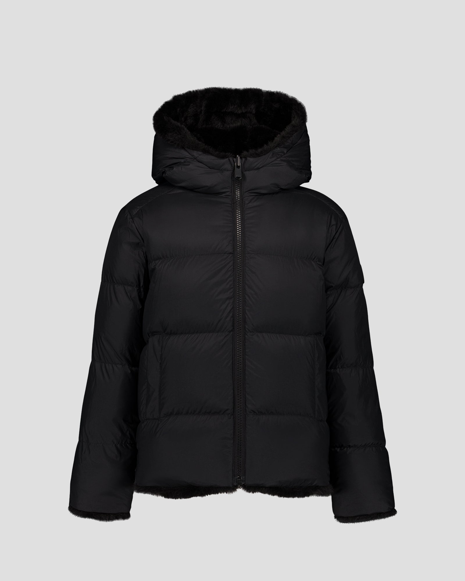 Doudoune enfant en fausse fourrure à capuche Noir Agathe