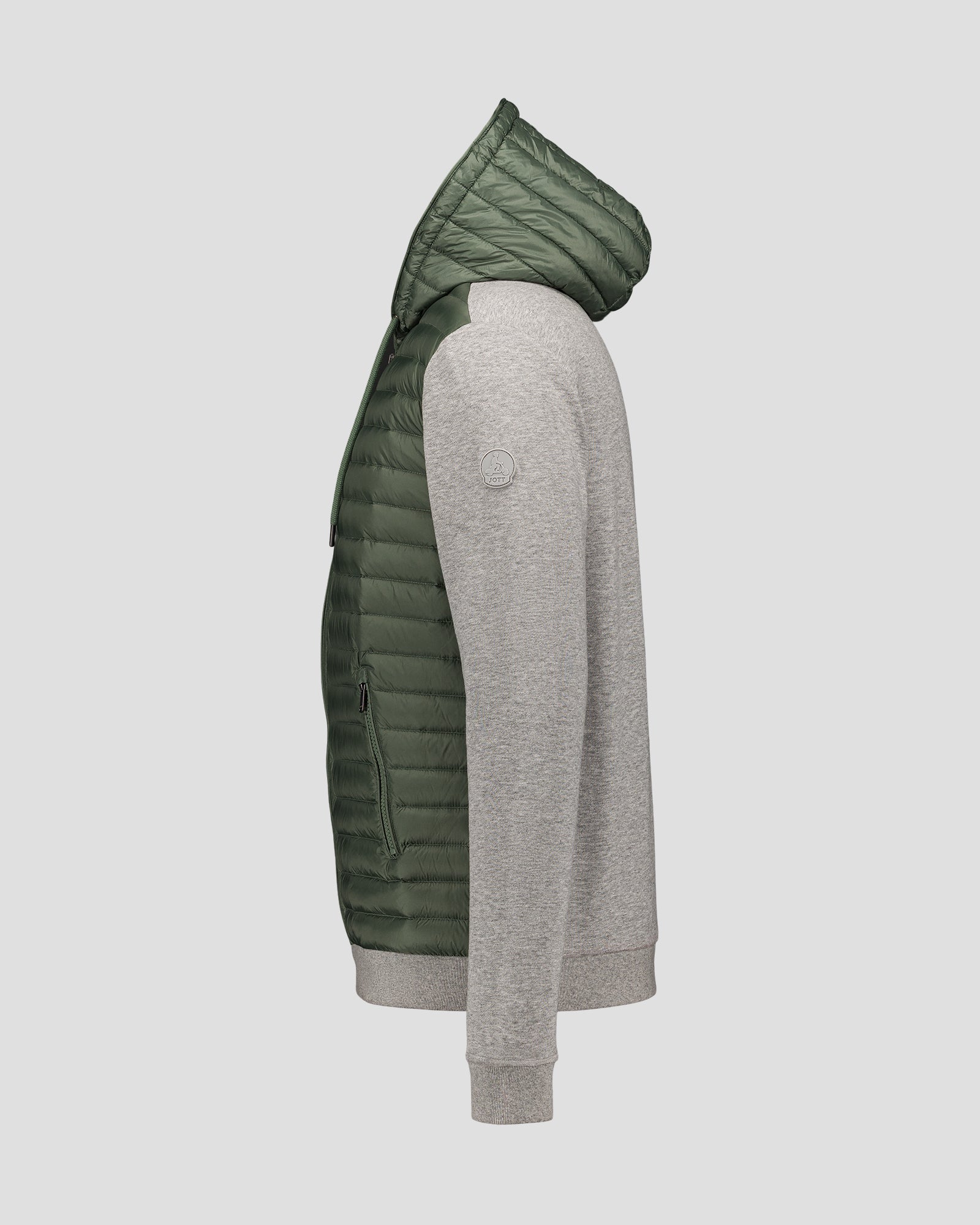 Veste bi-matière à capuche Vert sauge/Gris chiné Gummy 2.0