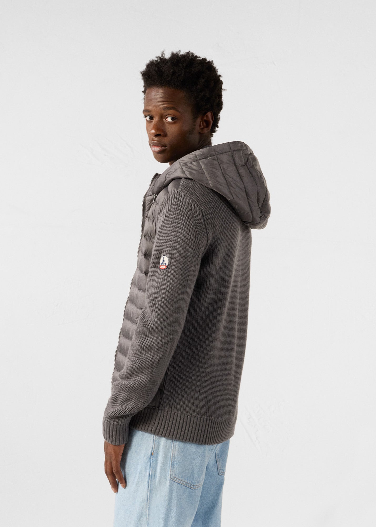 Doudoune bi-matière Anthracite Jumping