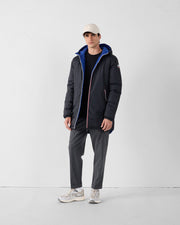 Doudoune longue réversible Noir/bleu cobalt Assen