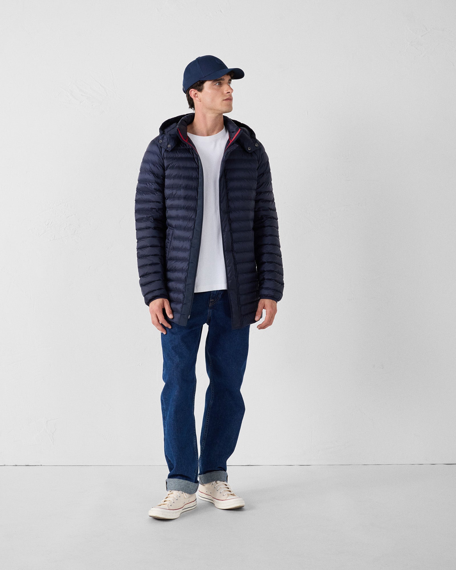 Doudoune mi-longue à capuche Marine Xavier