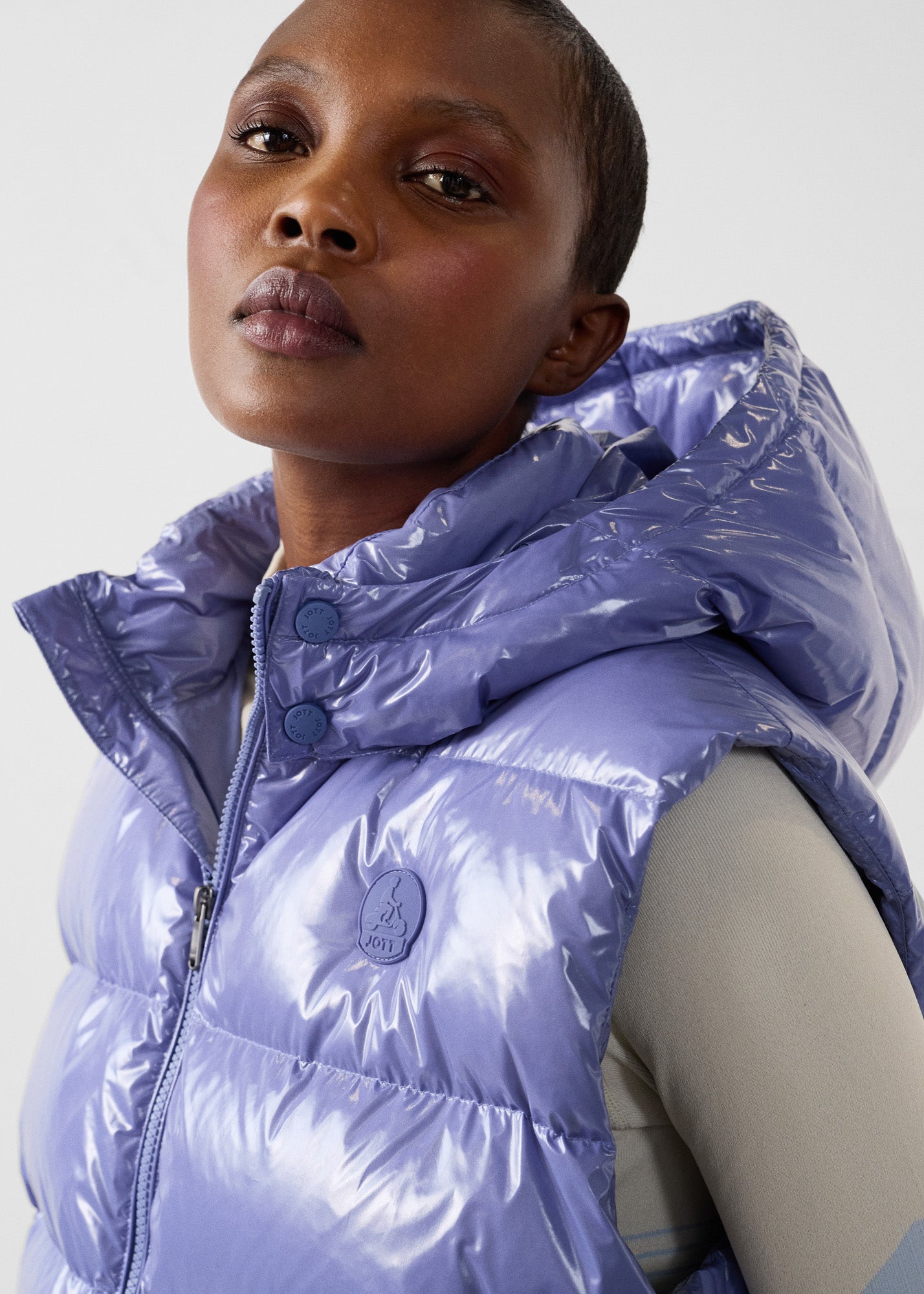 Doudoune laquée sans manches Grand Froid Raisin ombre Clappe