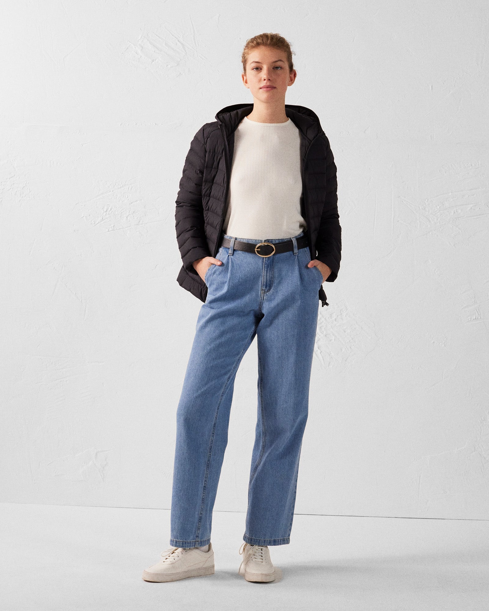 Doudoune à capuche stretch légère Noir Salma