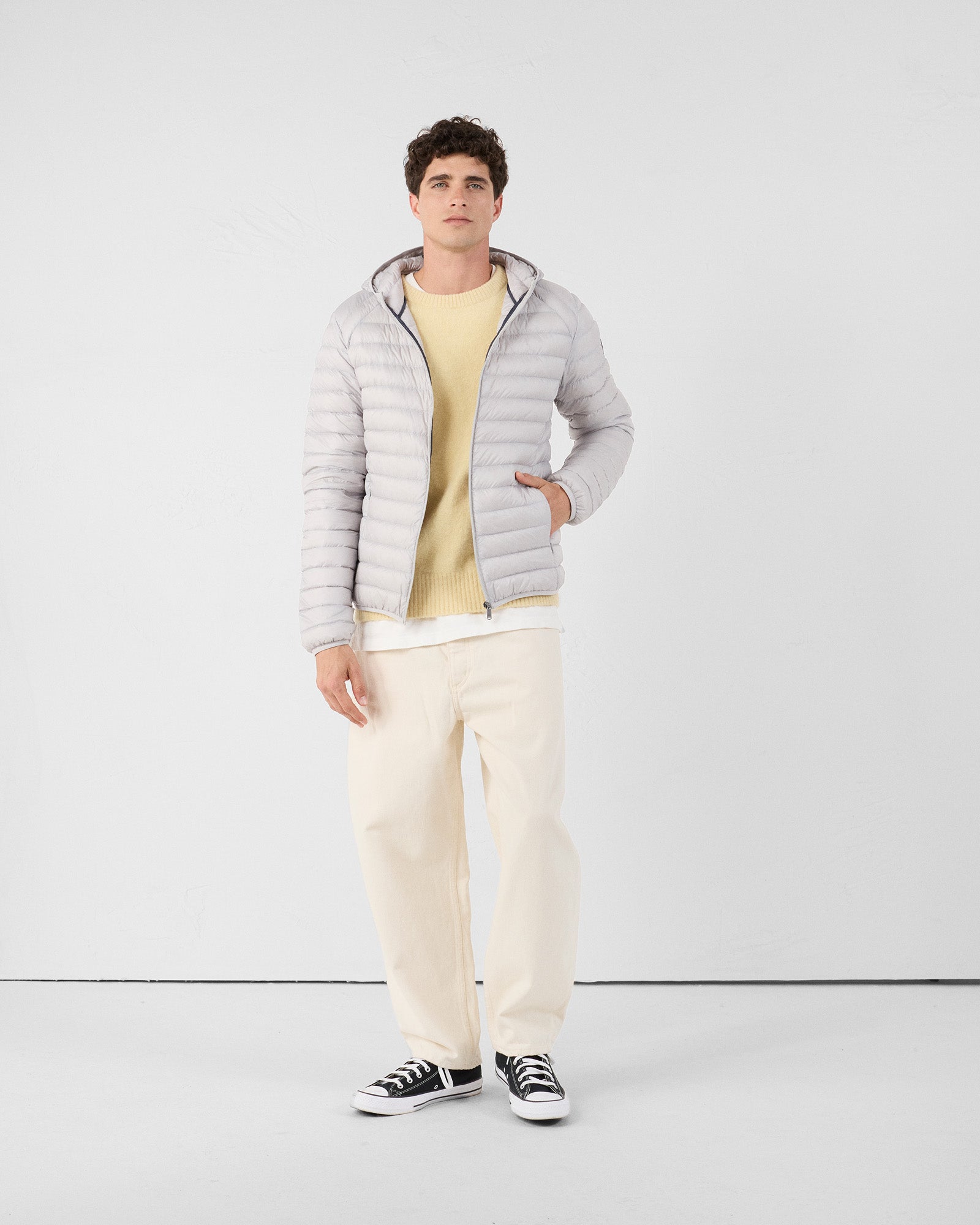 Doudoune légère à capuche Gris glace Nico
