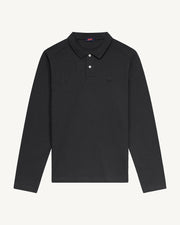 Polo manches longues en coton Noir Carlos