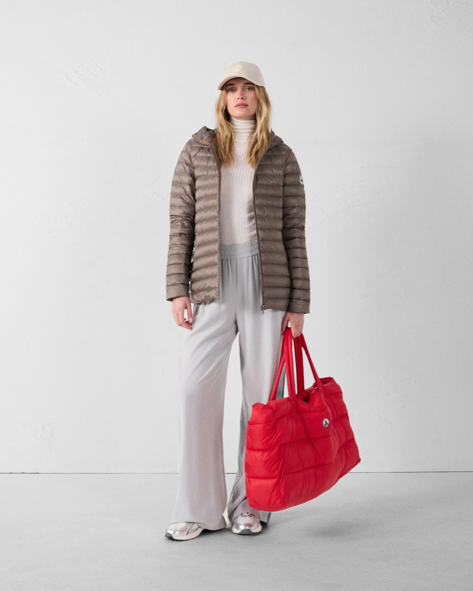 Doudoune mi-longue Taupe Claudie