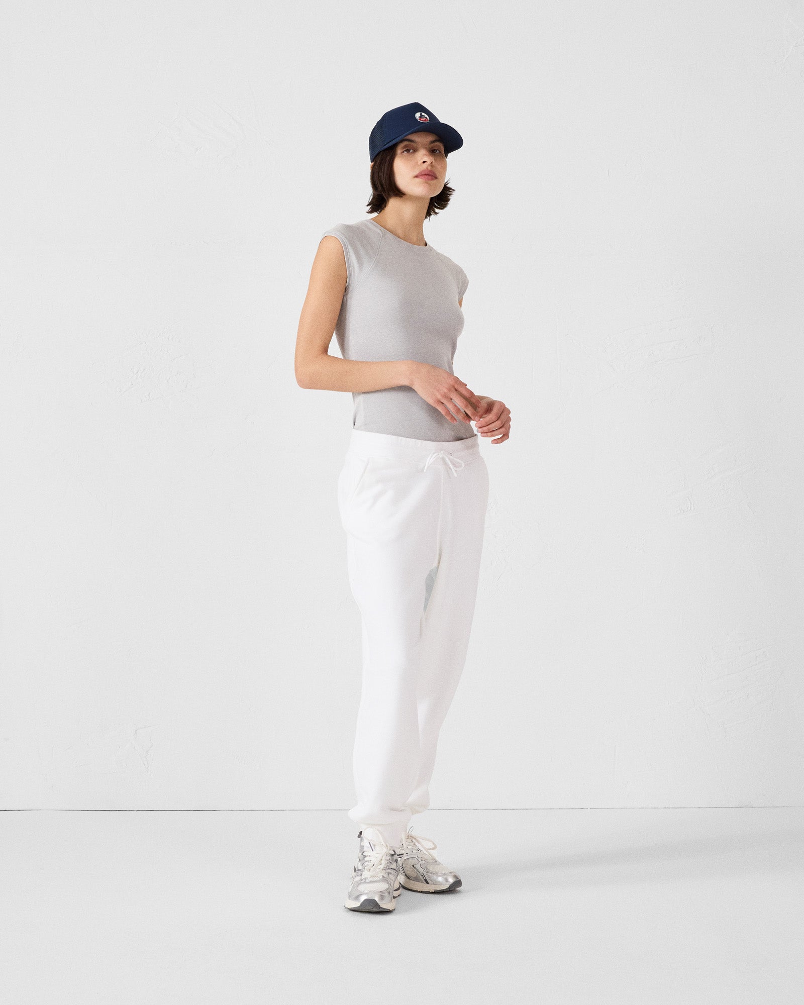 Pantalon de sport en coton Blanc Iris